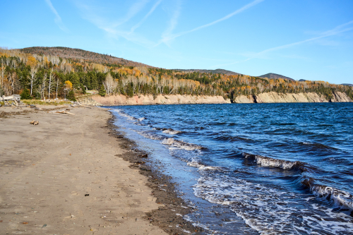 Eau,Plage,Plage de Penouille,Milieu naturel,Forêt,Parc Forillon,Saison,Automne,MRC Côte-de-Gaspé,Région,Parc provincial,Jour,Temps